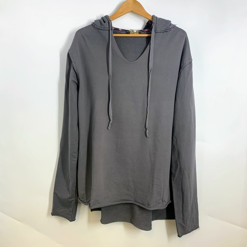 Hot Knots Love Sam‎ Gray Floral Embroidered Hoodie Long Sleeve Pullover SZ M/L